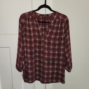 NYDJ Women's Burgundy Pintuck Blouse Size Large